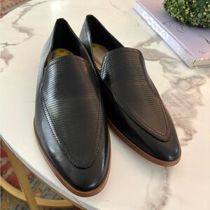 Vince Camuto Black Leather Slip-On Loafers